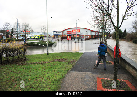 Überblick über die Szene in Wallington, in der Nähe von Fareham nach Überschwemmungen verursacht das Dorf evakuiert werden Stockfoto