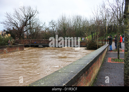 Überblick über die Szene in Wallington, in der Nähe von Fareham nach Überschwemmungen verursacht das Dorf evakuiert werden Stockfoto