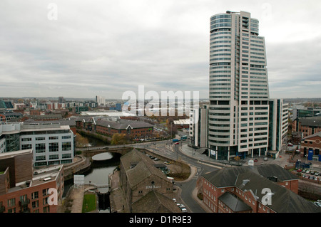 Leeds; Bridgewater Ort und Fluss Aire Stockfoto