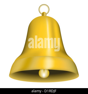 Illustration des Golden Christmas Jingle Bell isolierten auf weißen Hintergrund Stockfoto