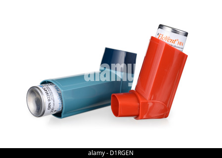 Asthma Inhalator, Inhalatoren, Bronchodilatatoren Bronchodilatator für Allergie, Ventolin, Flovent Salbutamol Stockfoto