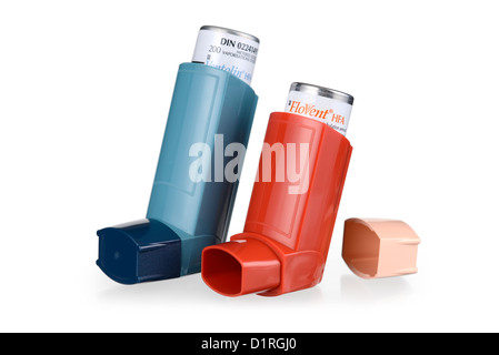 Asthma Inhalator, Inhalatoren, Bronchodilatatoren Bronchodilatator für Allergie, Ventolin, Flovent Salbutamol Stockfoto