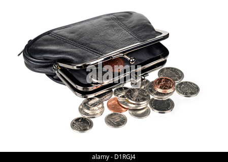 Geldbörse mit Münzen, Canadian Geld. Stockfoto