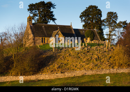 Linton, in der Nähe von Morebattle und Kelso, Scottish Borders, UK - Linton Kirk bei Sonnenuntergang, auf eine alte heilige Stätte gebaut Stockfoto