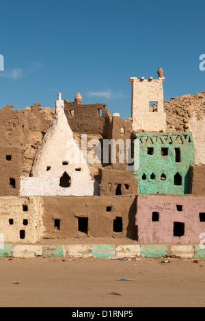 Lehmziegel-Modell der alten Stadt von Bawiti, Bahariya Oase, Ägypten Stockfoto