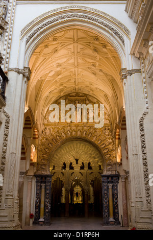 Innenraum der Kathedrale (La Mezquita, große Moschee) Moschee in Cordoba, Spanien. Stockfoto