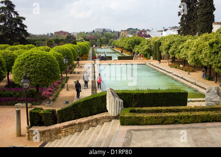 Gärten der Festung Alcazar der christlichen Monarchen in Córdoba, Andalusien, Spanien. Stockfoto