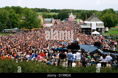 US-Präsident Barack Obama spricht während einer Kampagne Kundgebung 1. September 2012 in Urbandale, Iowa. Stockfoto