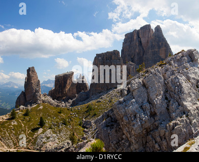 Cinque Torri Bergkette, Cortina d ' Ampezzo, Dolomiten, Veneto, Italien Stockfoto