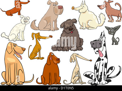 Cartoon Illustration lustig verschiedene Hunde oder Welpen-Set Stockfoto