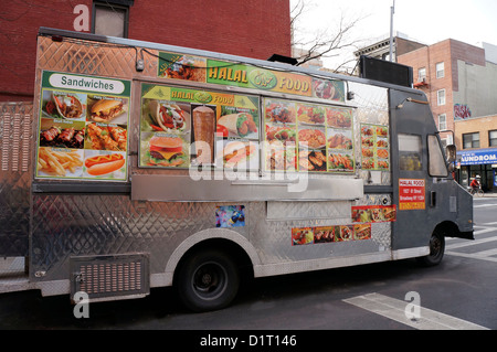 Halal-Lebensmittel LKW im Bereich East Village von New York City, New York Stockfoto