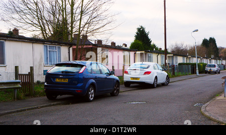 Abbruch und Sanierung soll dem Excalibur-Nachlass von Prefabs in Süd-London. Dies ist Persant Straße. Stockfoto