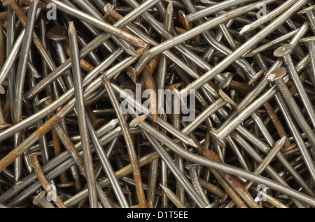 alte rostige und verbogenen Nagel Nahaufnahme Hintergrundbild Stockfoto