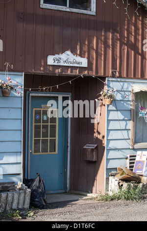 Eingang eines Landhauses in British Columbia, Kanada Stockfoto