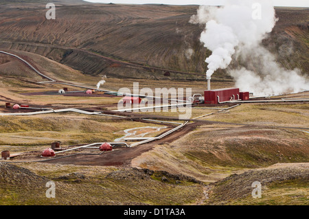 Geothermie-Kraftwerk am Krafla-Vulkan in der Nähe von See Myvatn, Island Stockfoto