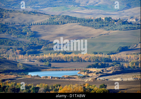 "La Valle", Val d ' Orcia Landschaft, Siena, Toskana, Italien Stockfoto