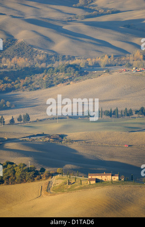 "La Valle", Val d ' Orcia Landschaft, Siena, Toskana, Italien Stockfoto