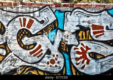 HDR-Fotografie der Graffiti-Kunst arbeiten Tags an Wand Stockfoto