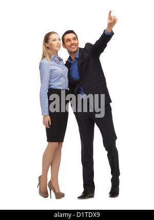Mann und Frau zeigt ihre Finger Stockfoto