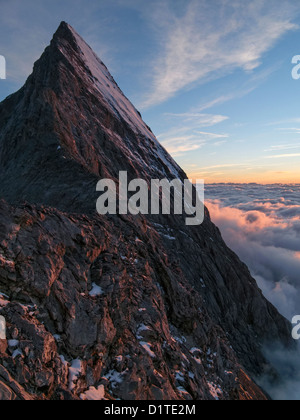 Ein Blick von der Mittellegi-Hütte am Eiger Stockfoto