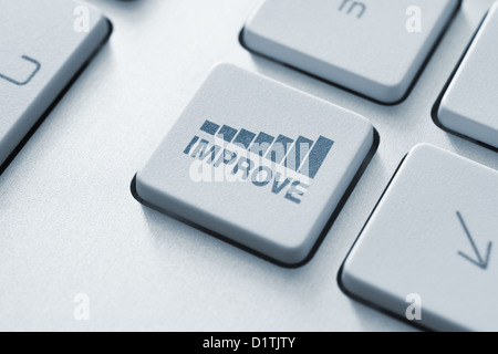 Verbessern Sie die Taste auf der Tastatur. Getönten Image. Stockfoto