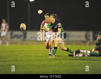 05.01.2013 Galway, Irland. Connacht Kieran Marmion in Aktion während des Spiels Rabodirect Pro 12 zwischen Connacht Rugby und Newport Gwent Drachen aus dem Sportplatz. Stockfoto