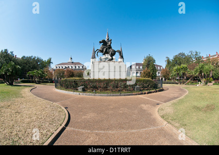 Reiterstandbild von General Andrew Jackson, Jackson Square, New Orleans, Louisiana, USA, Nordamerika, Stockfoto