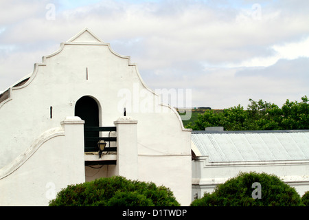 Cape Dutch Giebel am Morgenhof Weingut in der Nähe von Stellenbosch in den Cape Winelands. Stockfoto