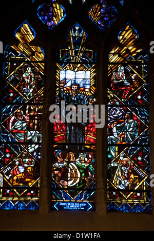 Glasfenster, Kathedrale Notre-Dame, Lausanne, Schweiz, Europa Stockfoto