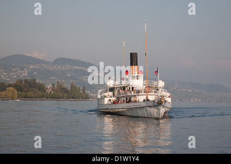 La Suisse Raddampfer; Ouchy; See Genf, Lausanne; Schweiz; Europa Stockfoto