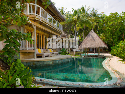 Die Dschungel-Reserve im Soneva Fushi Hotel, Baa Atoll, Malediven Stockfoto