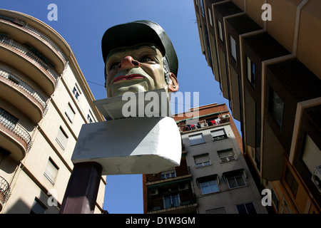 Skulptur - Kopf Pappmaché, Las Fallas-Valencia, Spanien Stockfoto