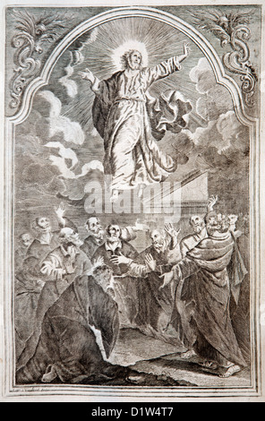 Slowakei - 1727: Jesus Christi Himmelfahrt. Lithographie Drucken im Missale Romanum im Jahr 1727 von Augustae Vindelicorum veröffentlicht. Stockfoto