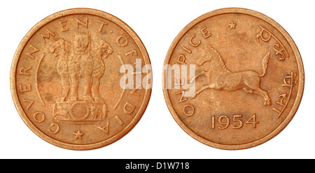 Alte indische One Pice Münze von 1954 Stockfoto