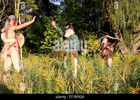 Ein freundliches Treffen zwischen Mountainmen Fallensteller und eine Native American Indian Stockfoto