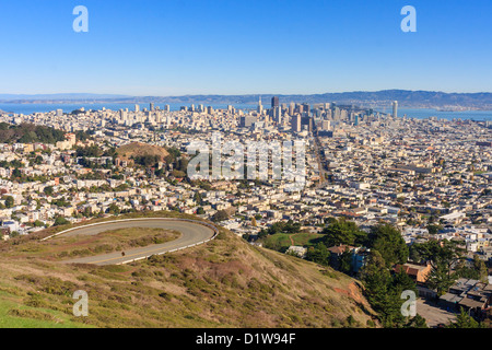 San Francisco Downtown von Twin Peaks aus gesehen Stockfoto