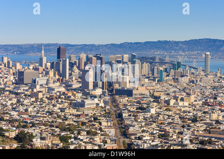 San Francisco Downtown von Twin Peaks aus gesehen Stockfoto