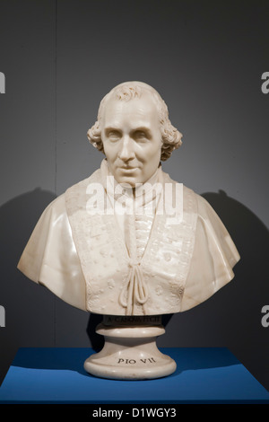 Marmorbüste von Papst Pius VII. von Antonio Canova. Ausstellung über Antonio Canova im römischen Museum im Palazzo Braschi. Stockfoto