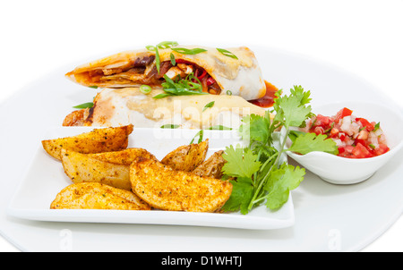 Mexikanisches Essen Restaurant auf einem weißen Teller Stockfoto