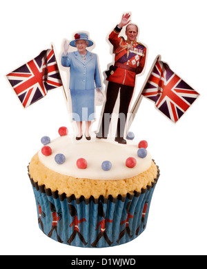 SCHNEIDEN SIE AUS DER KÖNIGLICHEN BRITISCHEN FEIER CUPCAKE Stockfoto