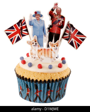 SCHNEIDEN SIE AUS DER KÖNIGLICHEN BRITISCHEN FEIER CUPCAKE Stockfoto