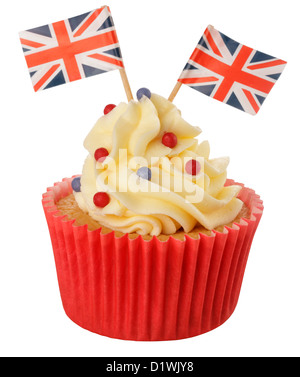 SCHNEIDEN SIE AUS BRITISCHEN FEIER CUPCAKE Stockfoto