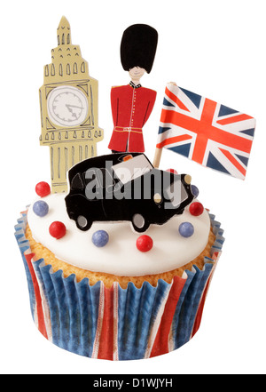 SCHNEIDEN SIE AUS BRITISCHEN FEIER LONDON CUPCAKE Stockfoto