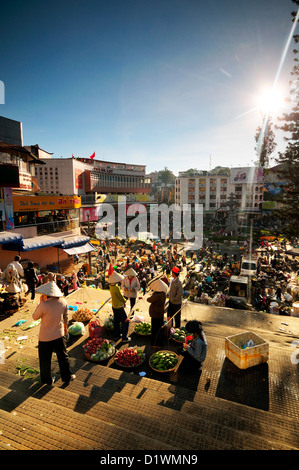 Dalat Morgen Straßenmarkt, Datlat Vietnam Stockfoto