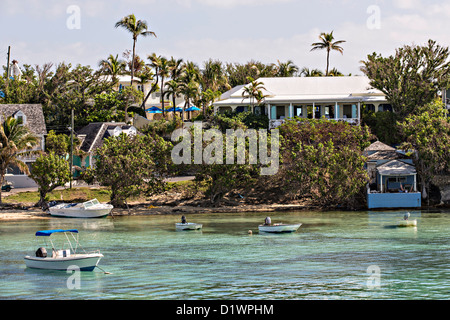 Häuser in Dunmore Town, Harbour Island, Bahamas. Stockfoto