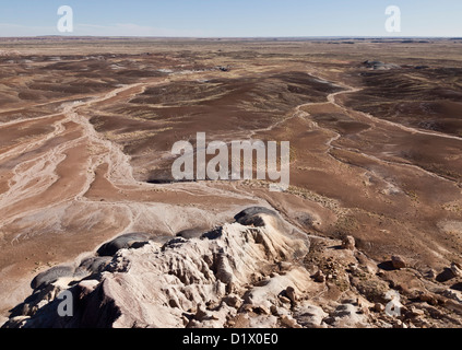 Blick auf die Painted Desert aus der Blue Mesa in der versteinerte Wald in Arizona, USA Stockfoto