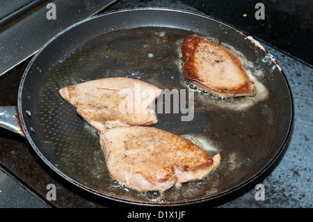 Hühnerleber Kochen Stockfoto