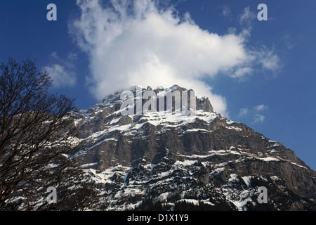 Winterschnee, Schrekhorn Berg, Skigebiet Grindelwald; Schweizer Alpen Jungfrau - Aletsch; Berner Oberland; Schweiz; Europa Stockfoto