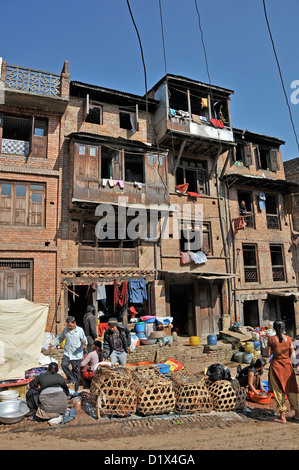 Tagesmarkt in der Straße, Bhaktapur, Nepal Stockfoto