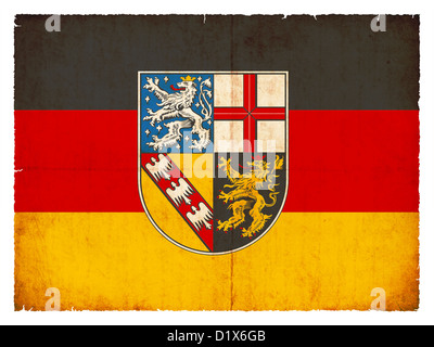 Flagge der deutschen Provinz Saarland im Grunge-Stil erstellt Stockfoto